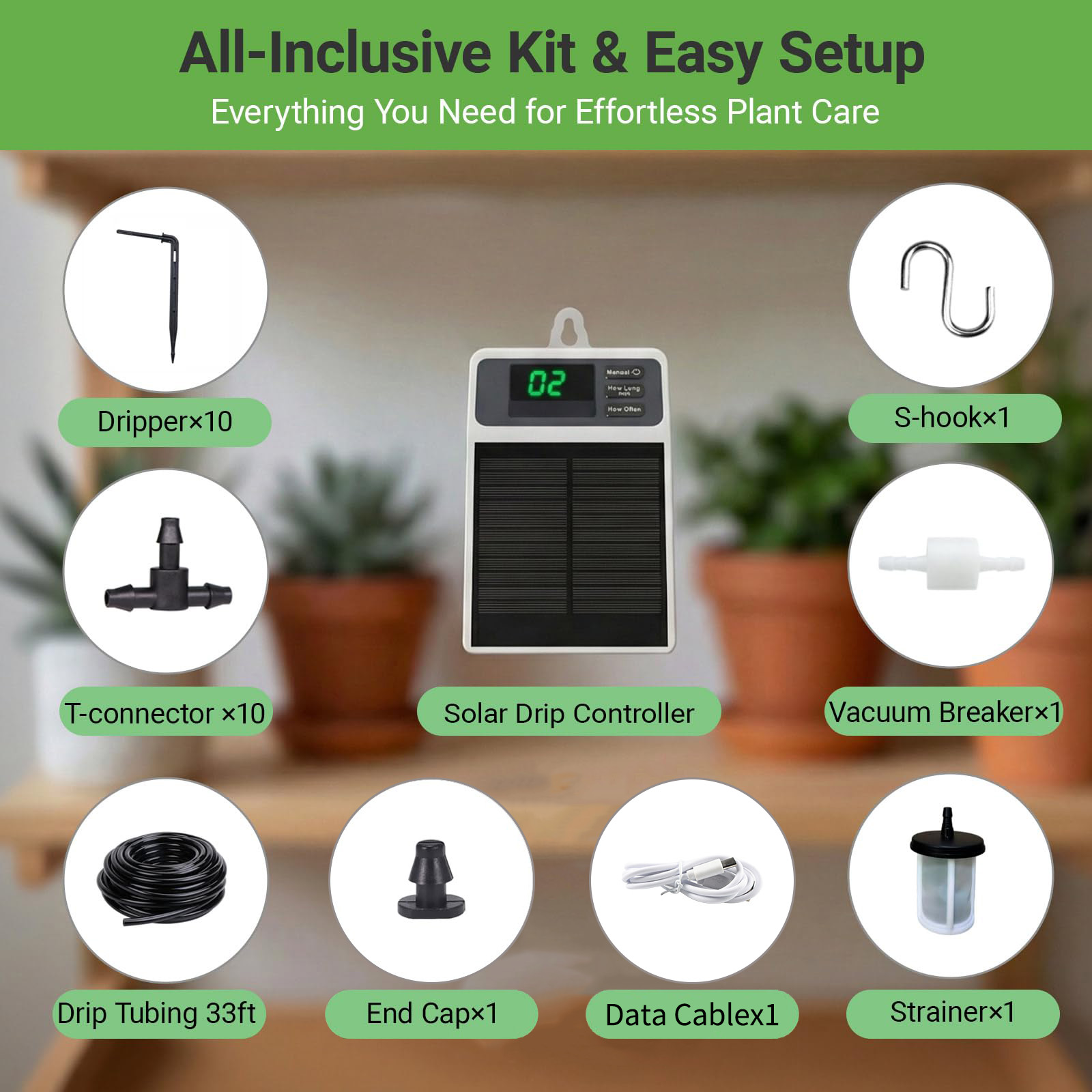 Upgraded Solar Drip Irrigation - Plant Parent Kit recension och pris